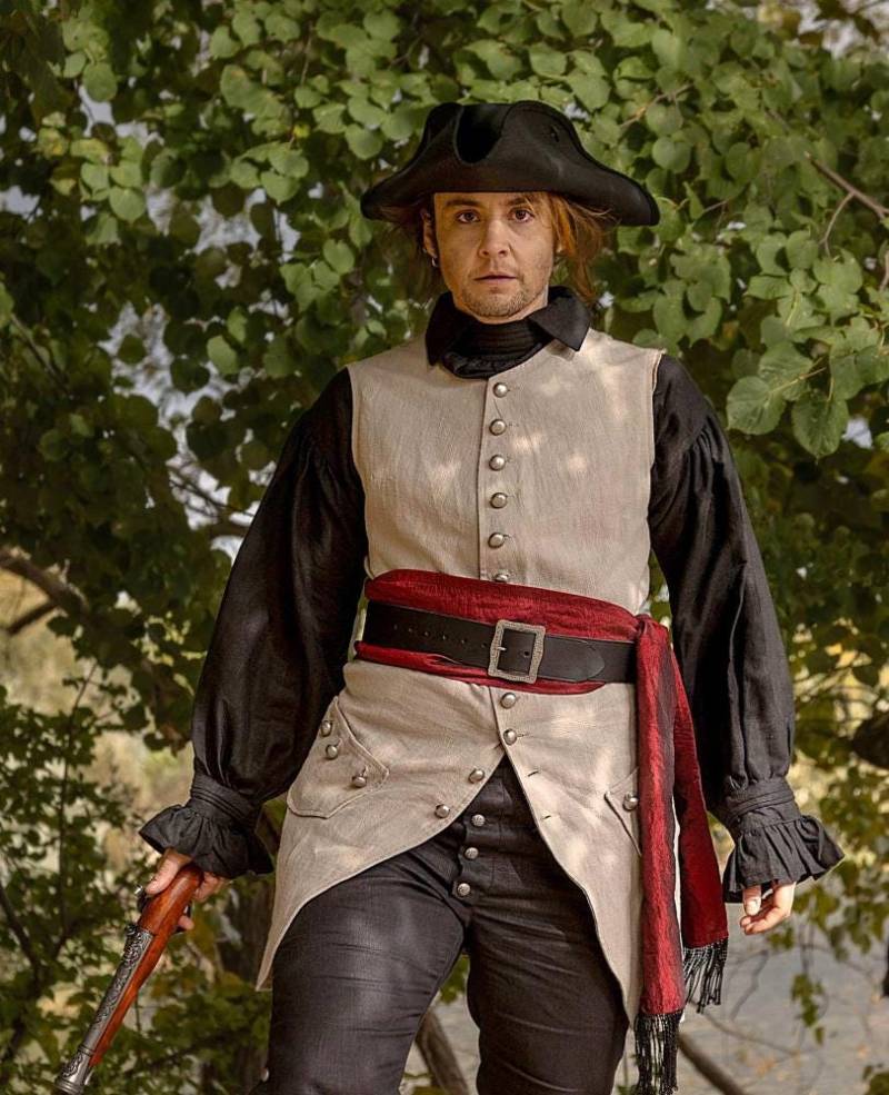 Weste Capitain's Long Creme Leinen von KostuemtruheShop