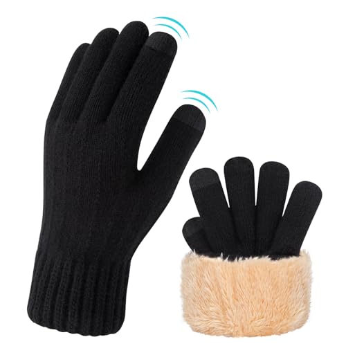 Kotashion Handschuhe Damen,Winterhandschuhe mit Fleecefutter, Touchscreen Warme Gedehnt Dicke Strickhandschuhe Thermohandschuhe Outdoor Winter Geschenke für Damen von Kotashion