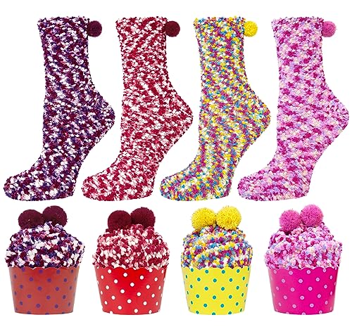 Kotashion Kuschelsocken Damen Flauschige Geschenke für Frauen Winter Warme Cupcake Kuschelsocken Weihnachtsgeschenke Valentinstag Geburtstagsgeschenk Kuschelsocken Damen 39-42 MEHRWEG von Kotashion