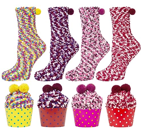 Kotashion Kuschelsocken Damen Flauschige Geschenke für Frauen Winter Warme Cupcake Kuschelsocken Weihnachtsgeschenke Valentinstag Geburtstagsgeschenk Kuschelsocken Damen 39-42 MEHRWEG von Kotashion