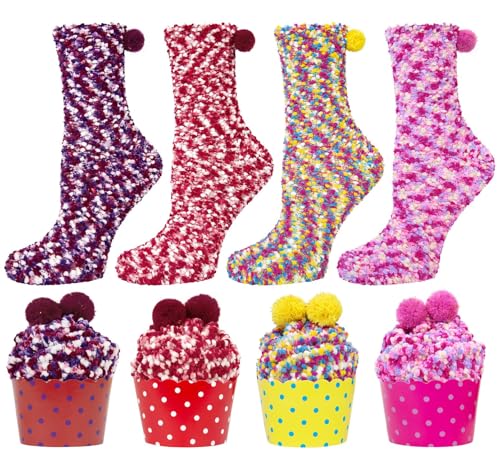 Kotashion Kuschelsocken Damen Flauschige Geschenke für Frauen Winter Warme Cupcake Kuschelsocken Weihnachtsgeschenke Valentinstag Geburtstagsgeschenk Kuschelsocken Damen 39-42 MEHRWEG von Kotashion
