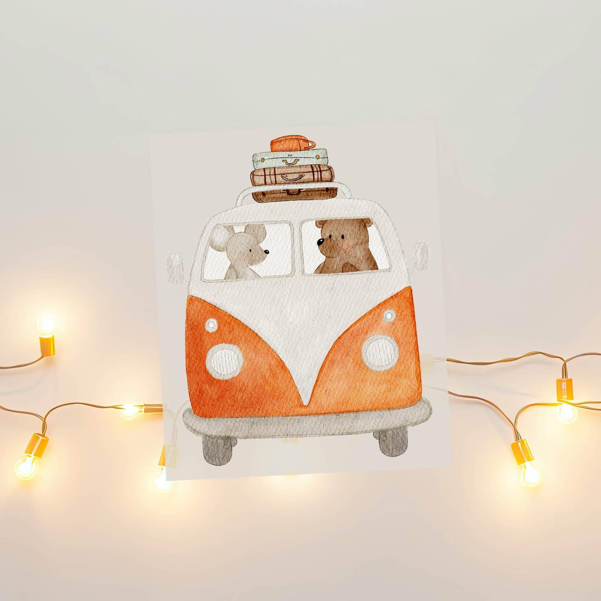 Bügelbild Retro-Bus "Bulli' | 8 X 10 cm Aquarell Dtf Transfer von Kotenkram