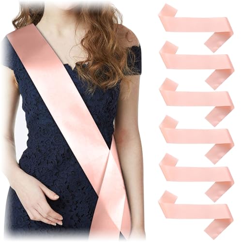 Kotkiddy 6 Stück Schärpe Leere Schärpe Schärpe Bedrucken DIY Plain Satin Sash Individuelle Schärpe Blank Satin Schärpen Deko Schärpe Bride Für Hochzeit Party(Champagner) von Kotkiddy