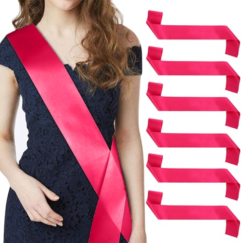 Kotkiddy 6 Stück Schärpe Leere Schärpe Schärpe Bedrucken DIY Plain Satin Sash Individuelle Schärpe Blank Satin Schärpen Deko Schärpe Bride Für Hochzeit Party(Fuchsie) von Kotkiddy