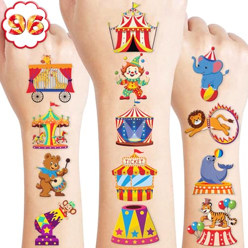 Kotkiddy 72 Stück Karneval Zirkus Clown Temporäre Tattoos Kinder Jungen Mädchen Partydeko Mitgebsel Geschenk Sticker für Geburtstag Feier Circus Themenparty von Kotkiddy