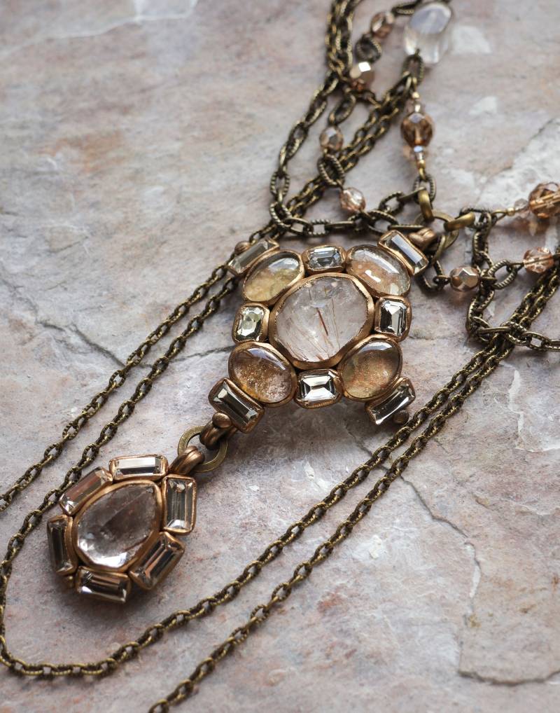 Rutilquarz Kreuz Statement Halskette Mit Kette Swags | N-3327 von KotomiCreations