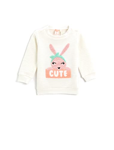 Cotton Mädchen Baby Hase Printed Sweatshirt Rundhals, Ecru (010), 9-12 Jahre von Koton