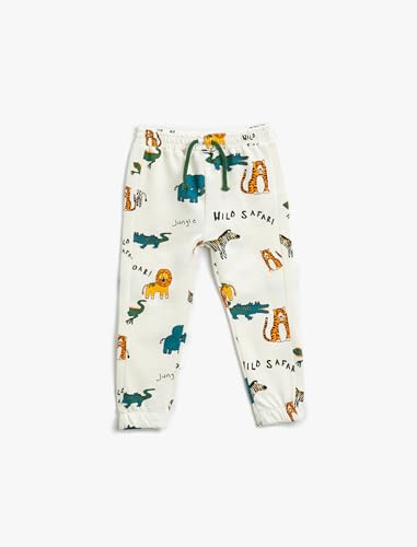 Koton Baby - Jungen Cotton Animal Printed Sweatpants, Ecru (021), 18-24 Monate EU von Koton