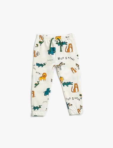 Koton Baby - Jungen Cotton Animal Printed Sweatpants, Ecru (021), 3-4 Jahre EU von Koton