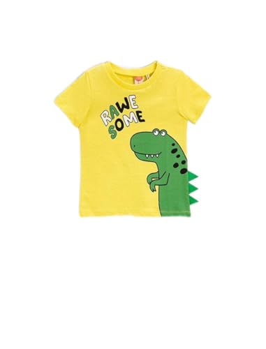 Koton Baby - Jungen Dinosaur Printed Short Sleeve T-Shirt Cotton T Shirt, Yellow (171), 9-12 Monate EU von Koton