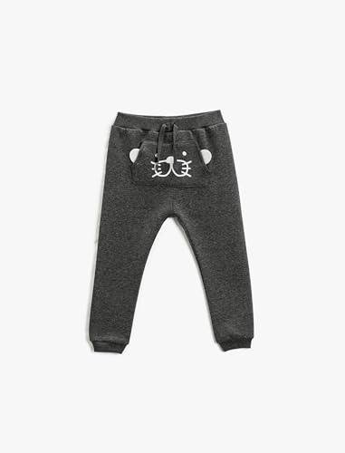Koton Baby - Jungen Jogger Elephant Printed Kangaroo Pocket Drawstring Sweatpants, Anthracite (045), 9-12 Monate EU von Koton