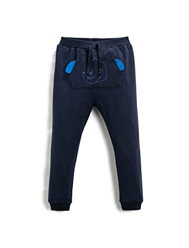 Koton Baby - Jungen Jogger Elephant Printed Kangaroo Pocket Drawstring Sweatpants, Marine (720), 9-12 Monate EU von Koton