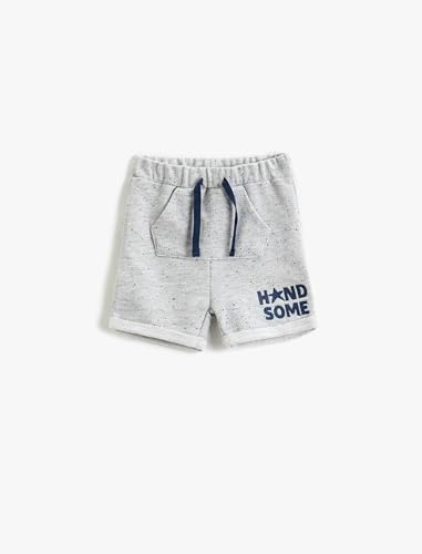 Koton Baby - Jungen Kangaroo Pocket Detail Drawstring Embroidered Shorts, Grey (023), 3-4 Jahre EU von Koton