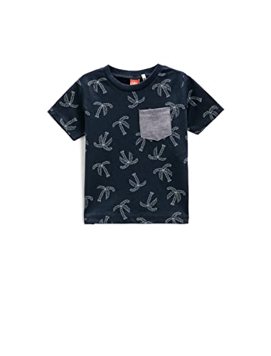 Koton Baby - Jungen Palm Printed Short Sleeve Crew Neck One Pocket Detail T-Shirt, Marine Design (02c), 3-4 Jahre EU von Koton