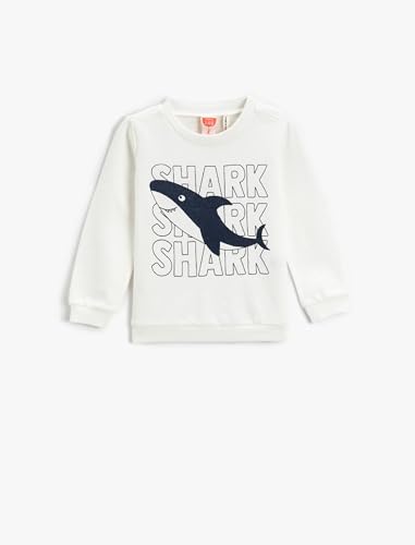 Koton Baby - Jungen Shark Printed Sweatshirt Sweater, Ecru (021), 3-4 Jahre EU von Koton