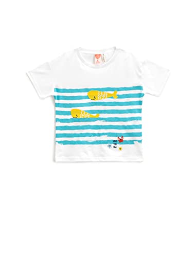 Koton Baby - Jungen Short Sleeve Cotton Whale Embroidered Detail Crew Neck T-Shirt, Ecru (010), 2-3 Jahre EU von Koton