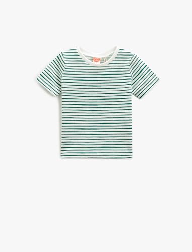 Koton Baby - Jungen Striped Basic Short Sleeve Crew Neck T-Shirt, Green Stripe (15k), 3-4 Jahre EU von Koton