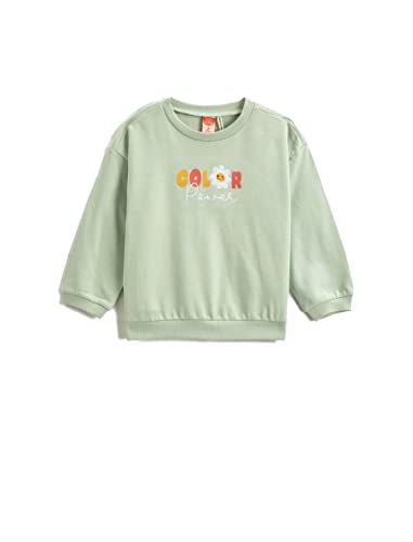 Koton Baby - Mädchen Back Flower Printed Embroidered Detail Brushed Interior Sweatshirt, Mint (MNT), 12-18 Monate EU von Koton