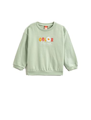 Koton Baby - Mädchen Back Flower Printed Embroidered Detail Brushed Interior Sweatshirt, Mint (MNT), 6-9 Monate EU von Koton