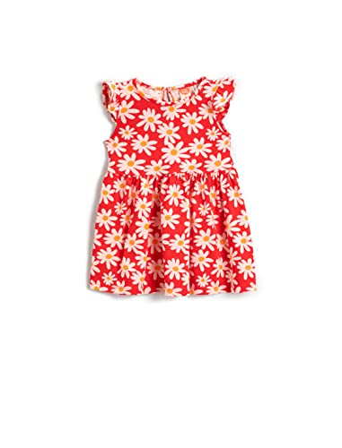 Koton Baby - Mädchen Floral Printed Short Sleeve Dress, Red Design (4d1), 12-18 Monate EU von Koton