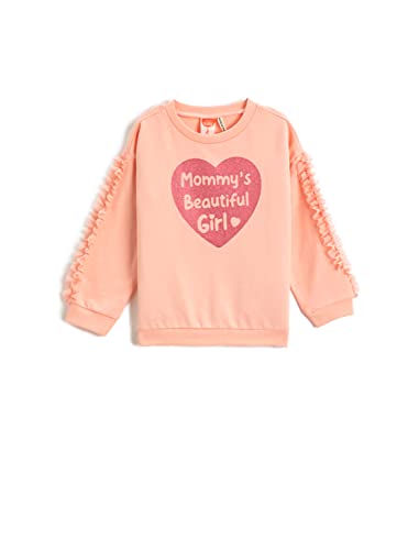 Koton Baby - Mädchen Printed Ruffle Detail Long Sleeve Crew Neck Brushed Interior Sweatshirt, Pink (274), 6-9 Monate EU von Koton