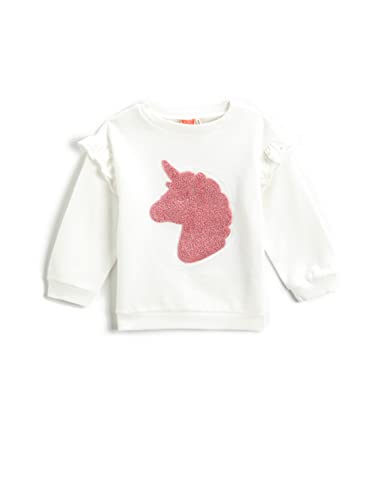 Koton Baby - Mädchen Unicorn Applique Detail Ruffled Sweatshirt, Ecru (010), 12-18 Monate EU von Koton