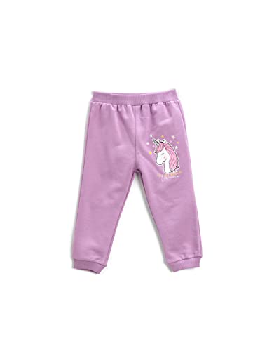 Koton Baby - Mädchen Unicorn Printed Jogger Elastic Waistband Cotton Brushed Interior Sweatpants, Lila (370), 6-9 Monate EU von Koton