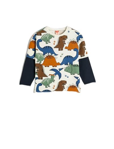 Koton Babyboy Dinosaur Sweatshirt Long Sleeve Crew Neck Color Block Cotton von Koton