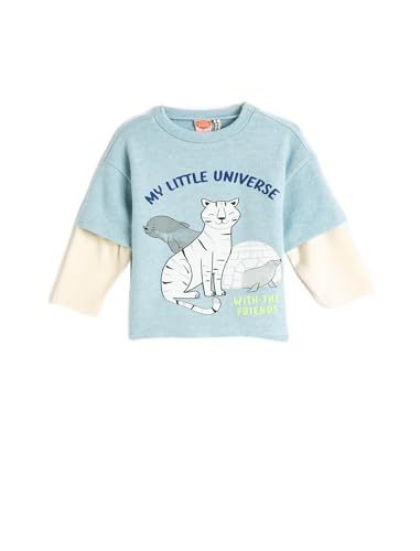 Koton Babyboy Fleece Sweat Cat Printed Long Sleeve Crew Neck von Koton