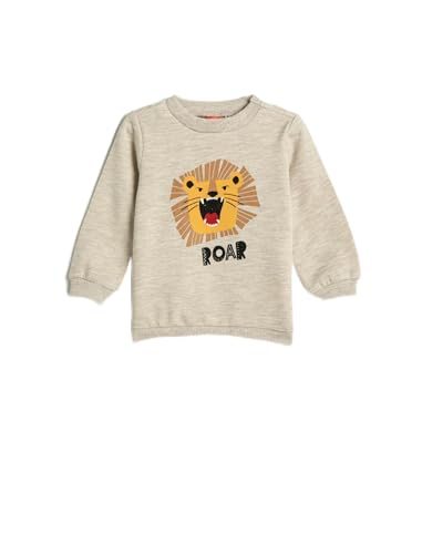 Koton Babyboy Lion Printed Sweatshirt Long Sleeve Crew Neck Brushed Interior von Koton