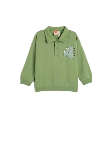 Koton Babyboy Polo Neck Sweat Buttoned Long Sleeve Dinosaurs Printed Brushed Interior Cotton von Koton