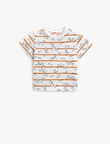 Koton Babyboy Short Sleeve Striped T-Shirt Crew Neck Dog Printed von Koton