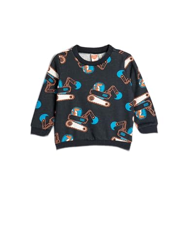 Koton Babyboy Sweatshirt Crane Printed Crew Neck Long Sleeve Brushed Interior von Koton