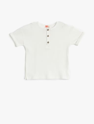 Koton Babyboy T-Shirt Button Detail Short Sleeve Crew Neck Ribbed Cotton von Koton