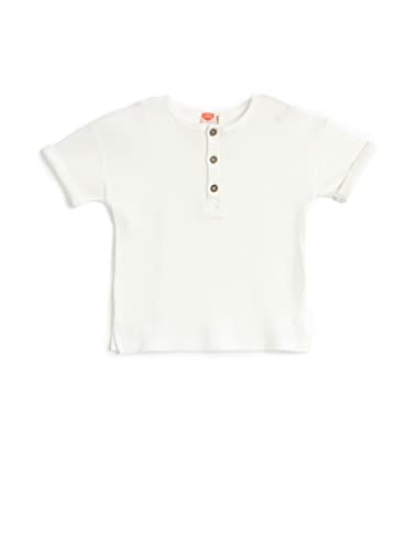 Koton Babyboy T-Shirt Button Detail Short Sleeve Crew Neck Ribbed Cotton von Koton