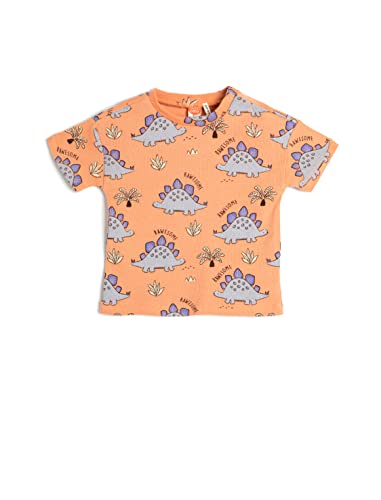 Koton Babyboy T-Shirt Dinosaur Printed Short Sleeve Crew Neck Cotton von Koton