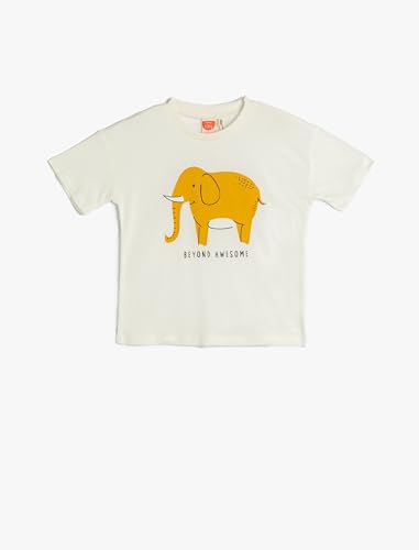 Koton Babyboy T-Shirt Short Sleeve Crew Neck Elephant Printed Cotton von Koton
