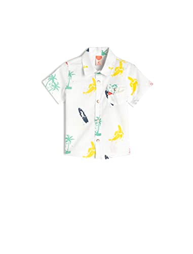 Koton Babyboys Short Sleeve Flap Pocket Detail Printed Cotton Shirt, White Design (05u), 3-4 Jahre EU von Koton