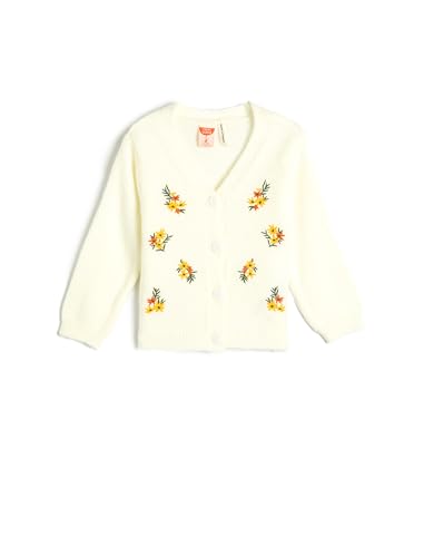 Koton Babygirl Cardigan V Neck Flower Embroidered Detail Long Sleeve von Koton