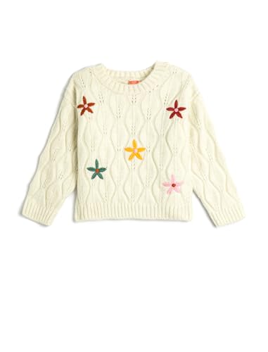 Koton Babygirl Knit Sweater Flower Embroidered Crew Neck von Koton