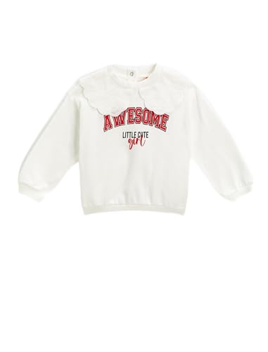 Koton Babygirl Peter Pan Neck Sweatshirt Back Snap Closure Printed Brushed Interior von Koton