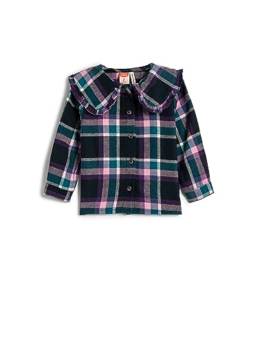 Koton Babygirl Plaid Shirt Wide Peter Pan Neck Ruffle Detail Cotton Soft Touch von Koton