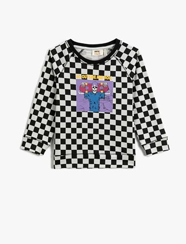 Koton Boys Checkerboard Patterned Long Sleeve T-Shirt Crew Neck von Koton