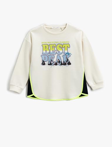 Koton Boys Color Contrast Sweatshirt Slogan Themed Printed Ribbed von Koton