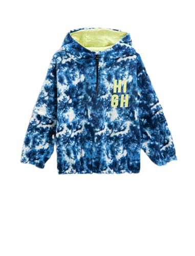 Koton Boys Fleece Hoodie Half Zipper Detail Tie-Dye Patterned Elastic Cuffs von Koton