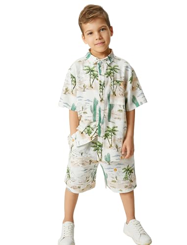 Koton Boys Linen Shorts Pockets Elastic Waistband Cactus Printed von Koton