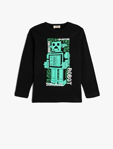 Koton Boys Robot Printed Long Sleeve T-Shirt Crew Neck Cotton von Koton