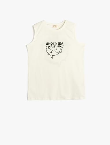 Koton Boys Sleeveless T-Shirt Crew Neck Back Shark Printed Cotton von Koton
