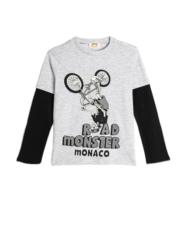 Koton Boys T-Shirt Long Sleeve Crew Neck Bcycle Printed Detail Color Block von Koton
