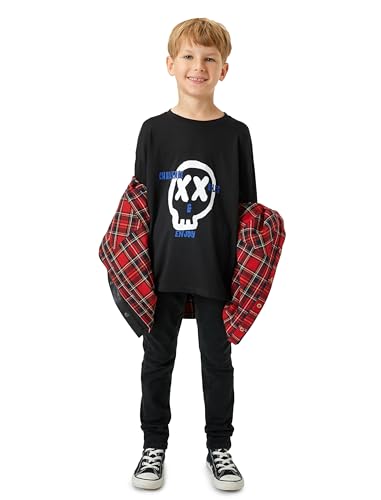 Koton Boys T-Shirt Long Sleeve Crew Neck Skull Printed Cotton von Koton